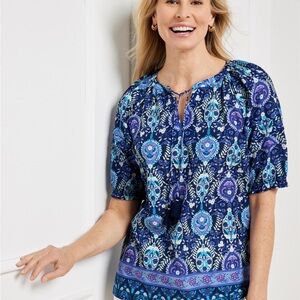 Talbots Blue Paisley Women's Top